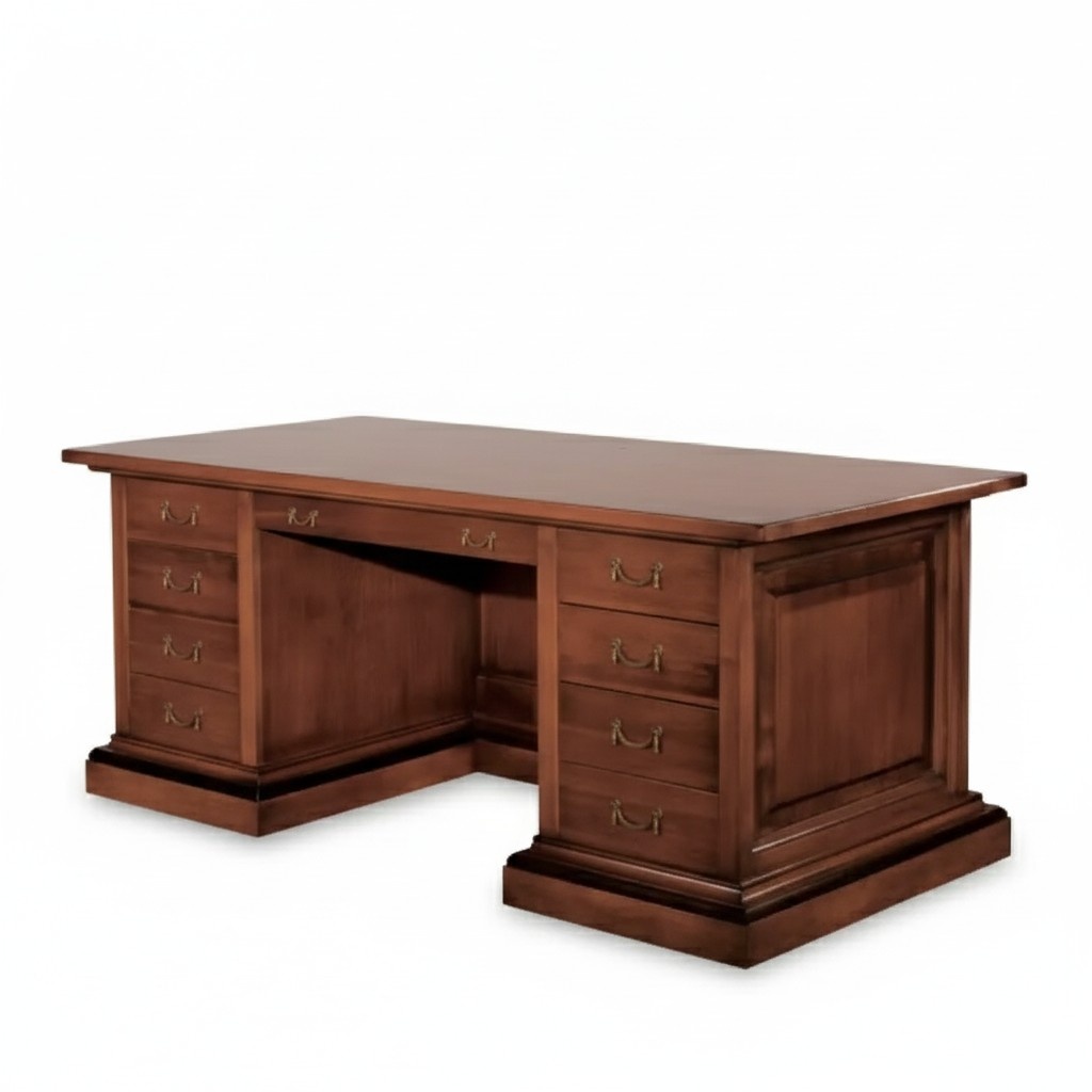 Brown Solid Wood Desk Classic Office Furniture Study Table