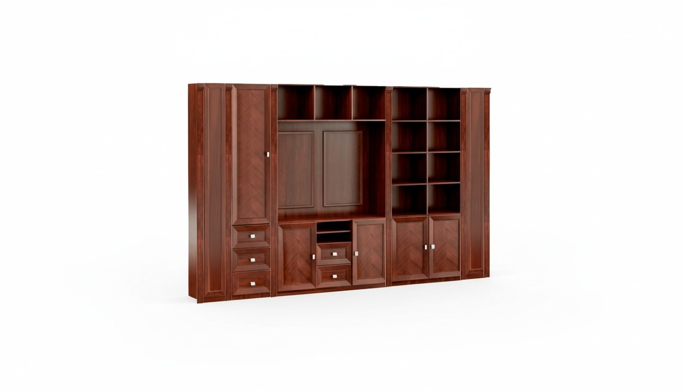 Brown Stylish Office Cabinet Solid Wood Designer Corner Cabinets Wooden Furniture
