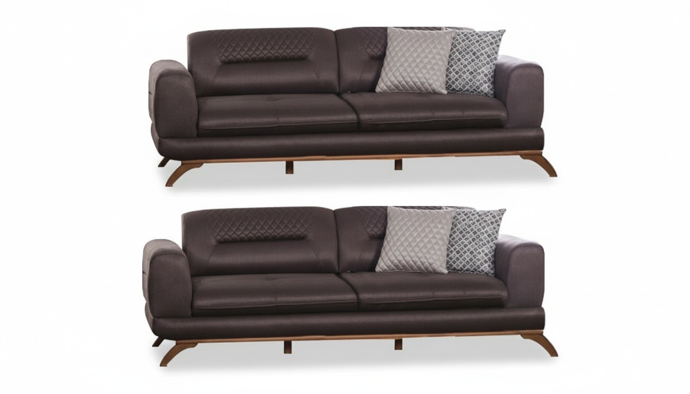 Brown three-seater sofa luxury furniture set sofas living room sofas 2-piece