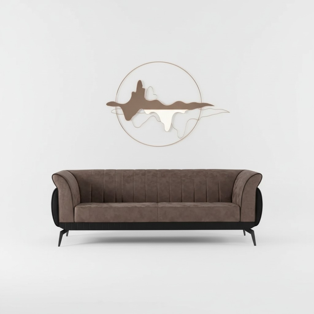 Brown three seater study sofa luxury designer furniture office couch