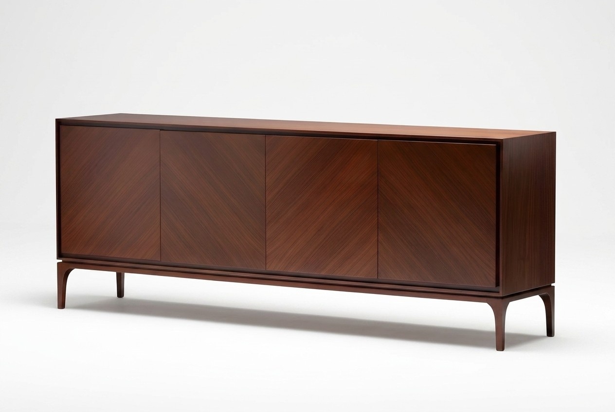 Brown wooden console in an elegant design for the living room and hallway.
