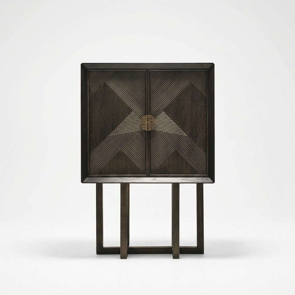 Brown Wooden Display Cabinet Elegant Stylish For Living Room Presentation
