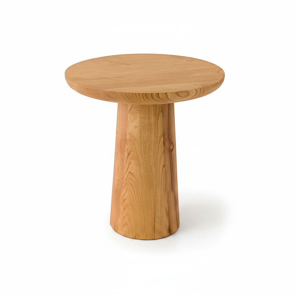 Brown wooden stool in an elegant design.