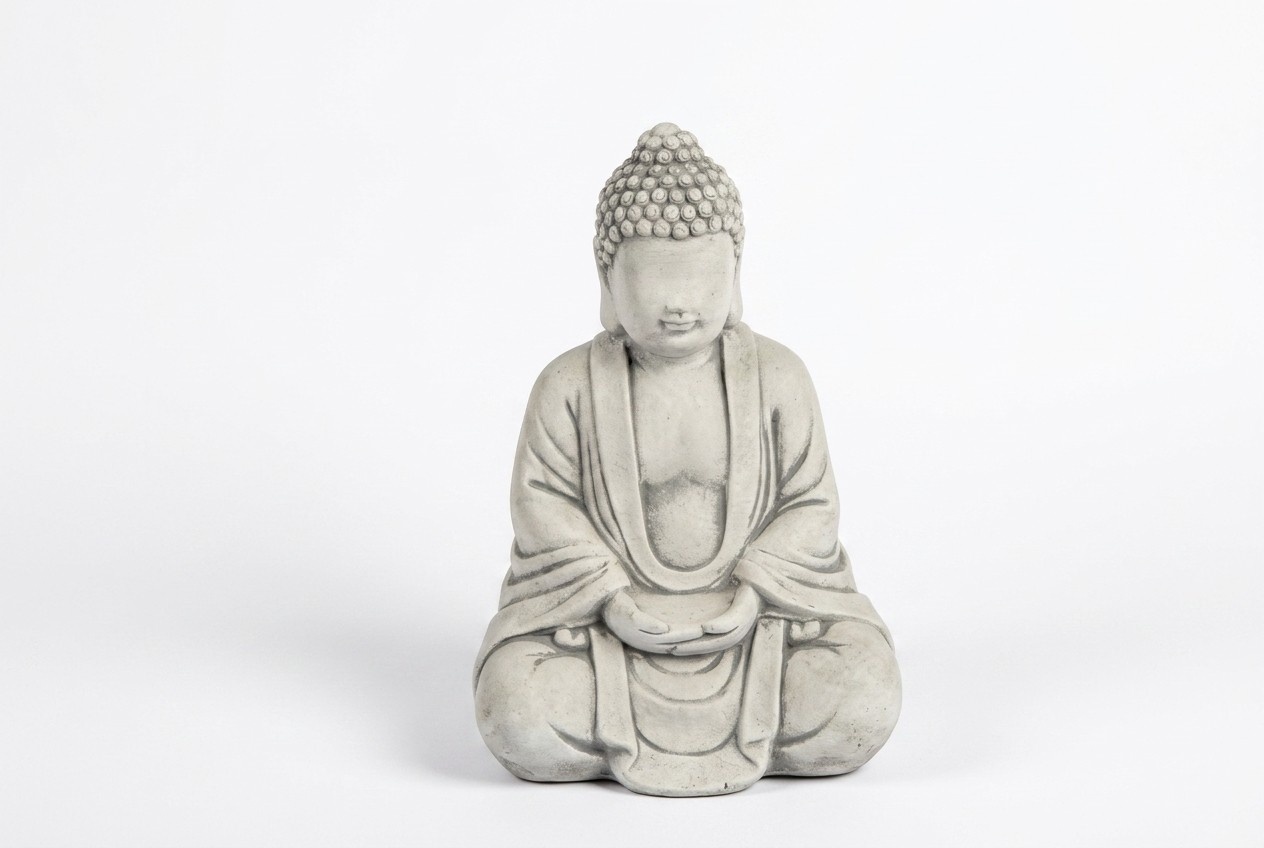 Buddha sculpture in stone look. Large sculpture for garden and living area 34cm