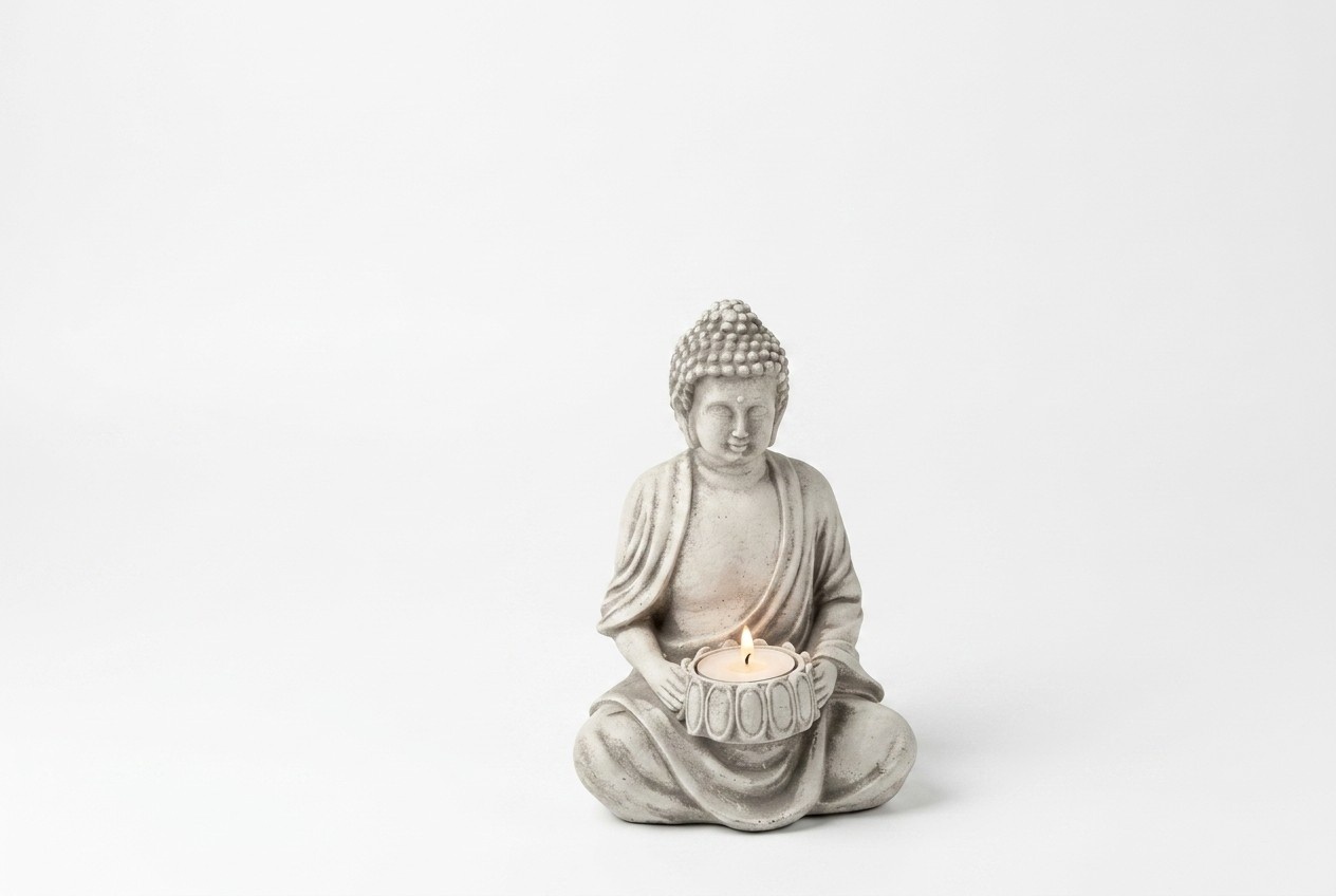 Buddha Sculpture Tea Lights Candle Stand Large Sculpture Garden Living Area 21cm