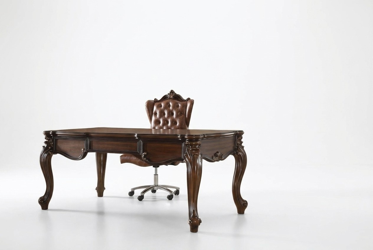 Office Set Desk Executive Chair Complete Office Baroque Rococo 2pcs Set Set