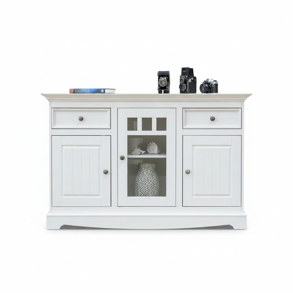 Buffet Cupboard Bar Cabinet Country House Luxury Italian Wood Furniture White Large New