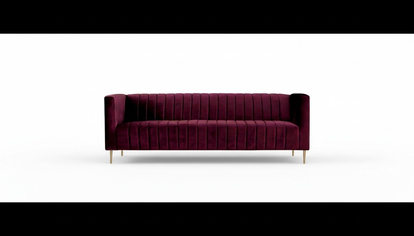 Burgundy Sofa Three-Seater Fabric Living Room Design Couches Upholstered Modern Bordeaux
