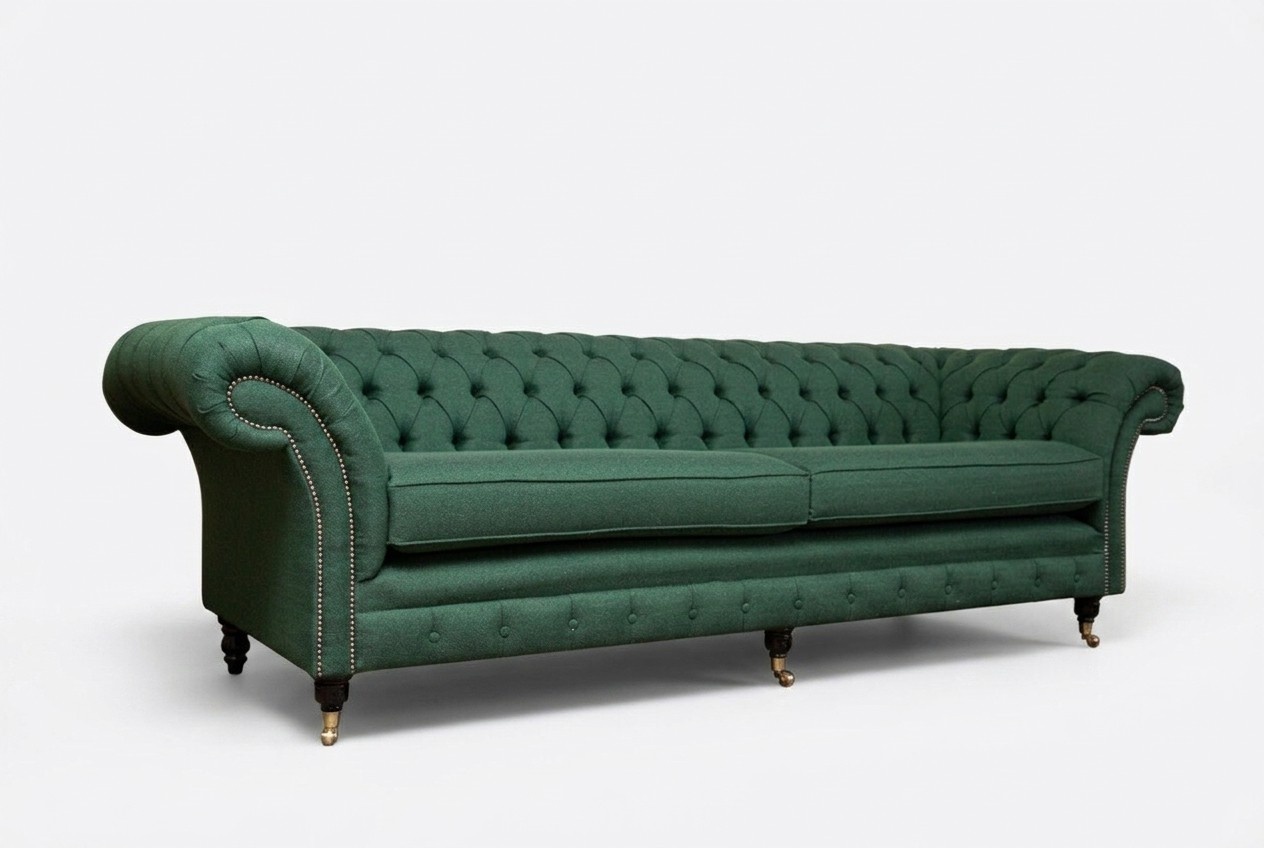 Button Sofa Chaesterfield Sofas 4 Seater Couch Upholstery Fabric Living Room Furniture