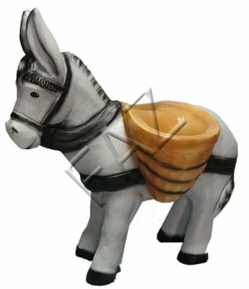 Decorative sculpture designed as white donkey with bowls 84 x 83 cm