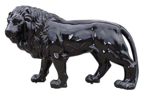 Full black painted decorative lion figure sculpture 190cm length C588