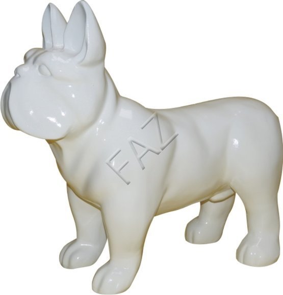 Decorative garden sculpture designed as full white colored gloss puppy figure c766