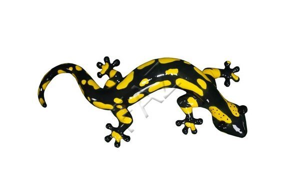 Black yellow colored decorative gloss lizard figure 10x54cm sizes