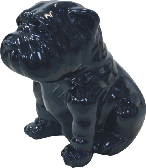 Full black colored gloss decorative design sitting puppy sculpture 60cm