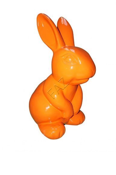 Abstract decorative gloss rabbit sculpture in full orange colored