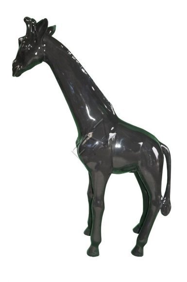 Decorative sculpture designed as gloss full black colored giraffe figure 130cm height