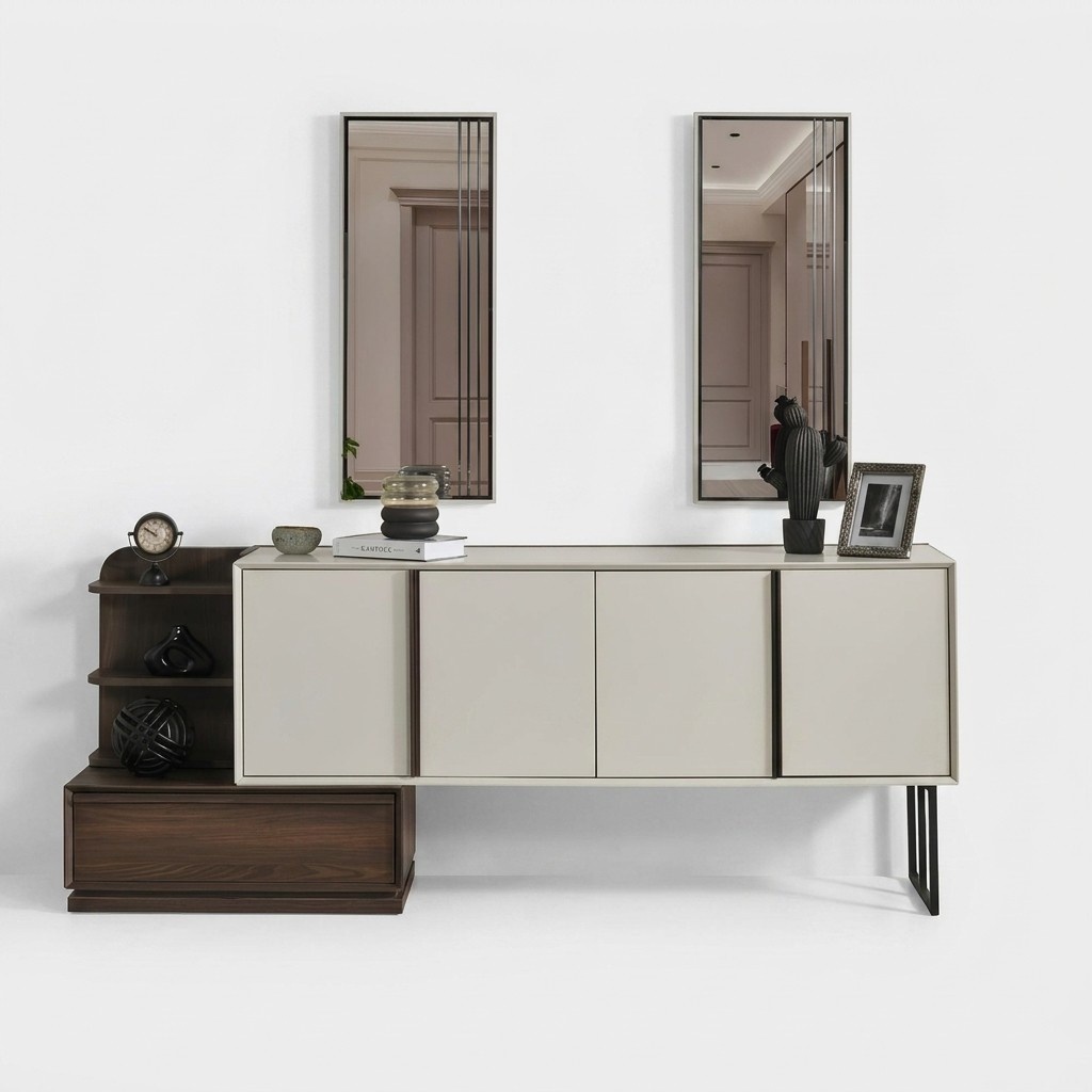 Cabinet Sideboard with mirror Sideboard Group Modern White