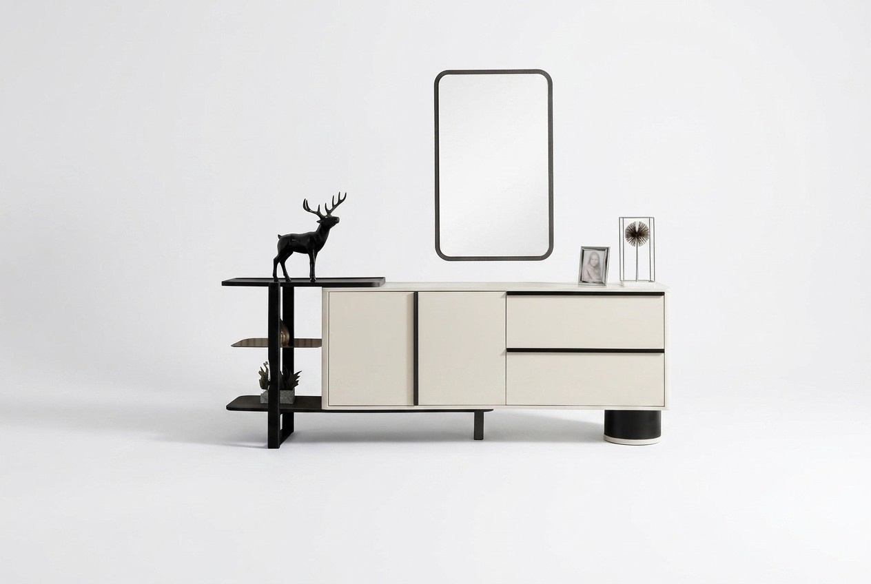 Cabinet Sideboard with mirror Sideboard set Chest of drawers White