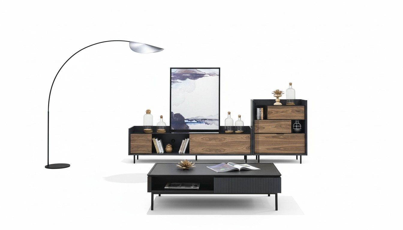 Wall Units Shelf Living Wall Side Low Board Shelves Wood Design Cabinets TV Furniture