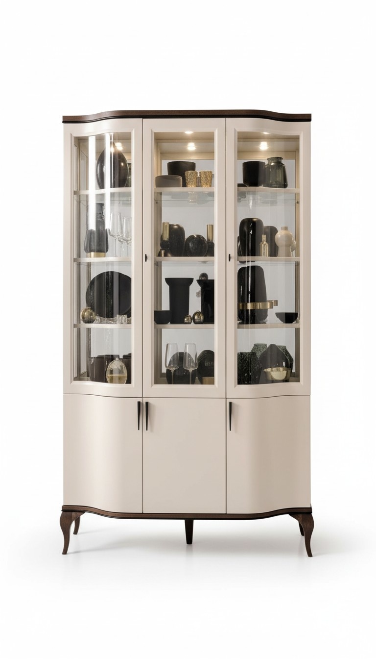 Modern style made of real wooden showcase with swing doors, model - LA – W3