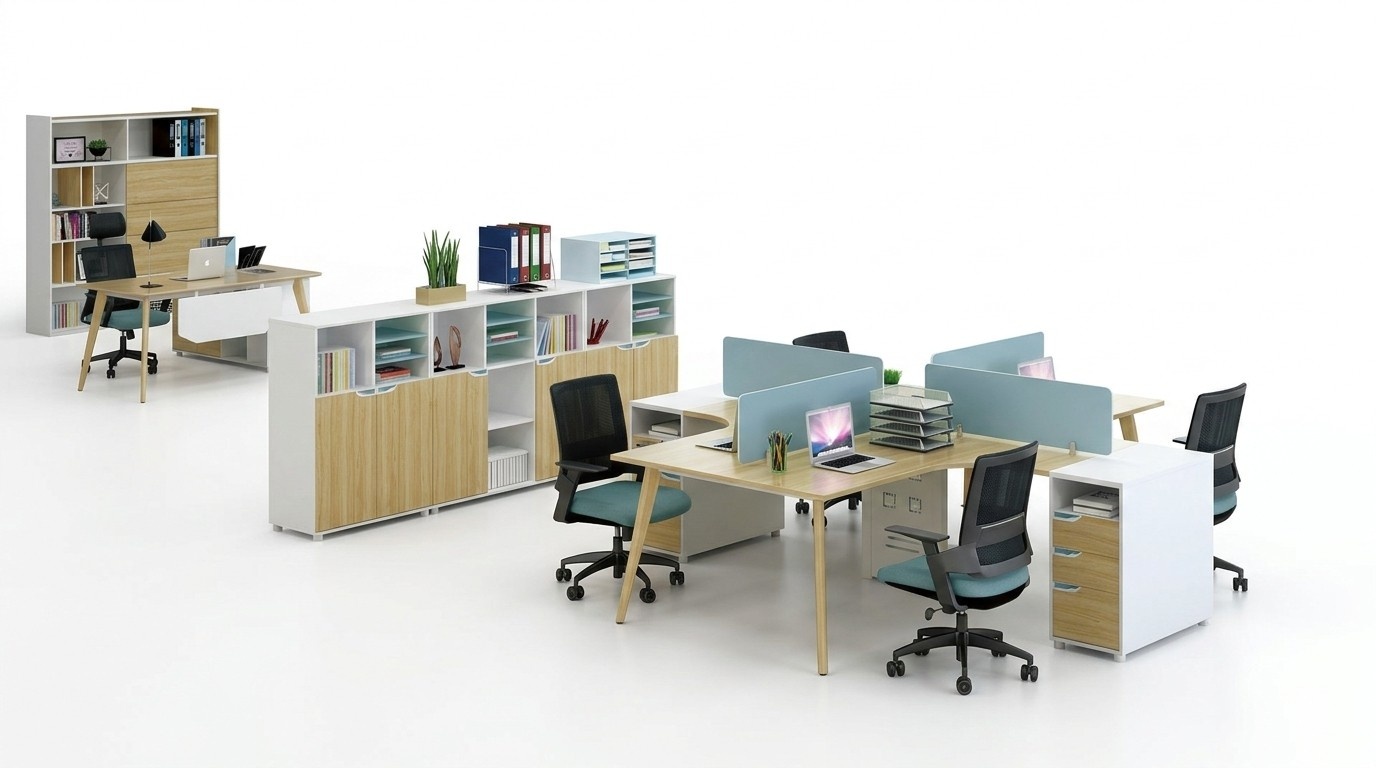 Call center 4 workstations desk office furniture equipment equipment table