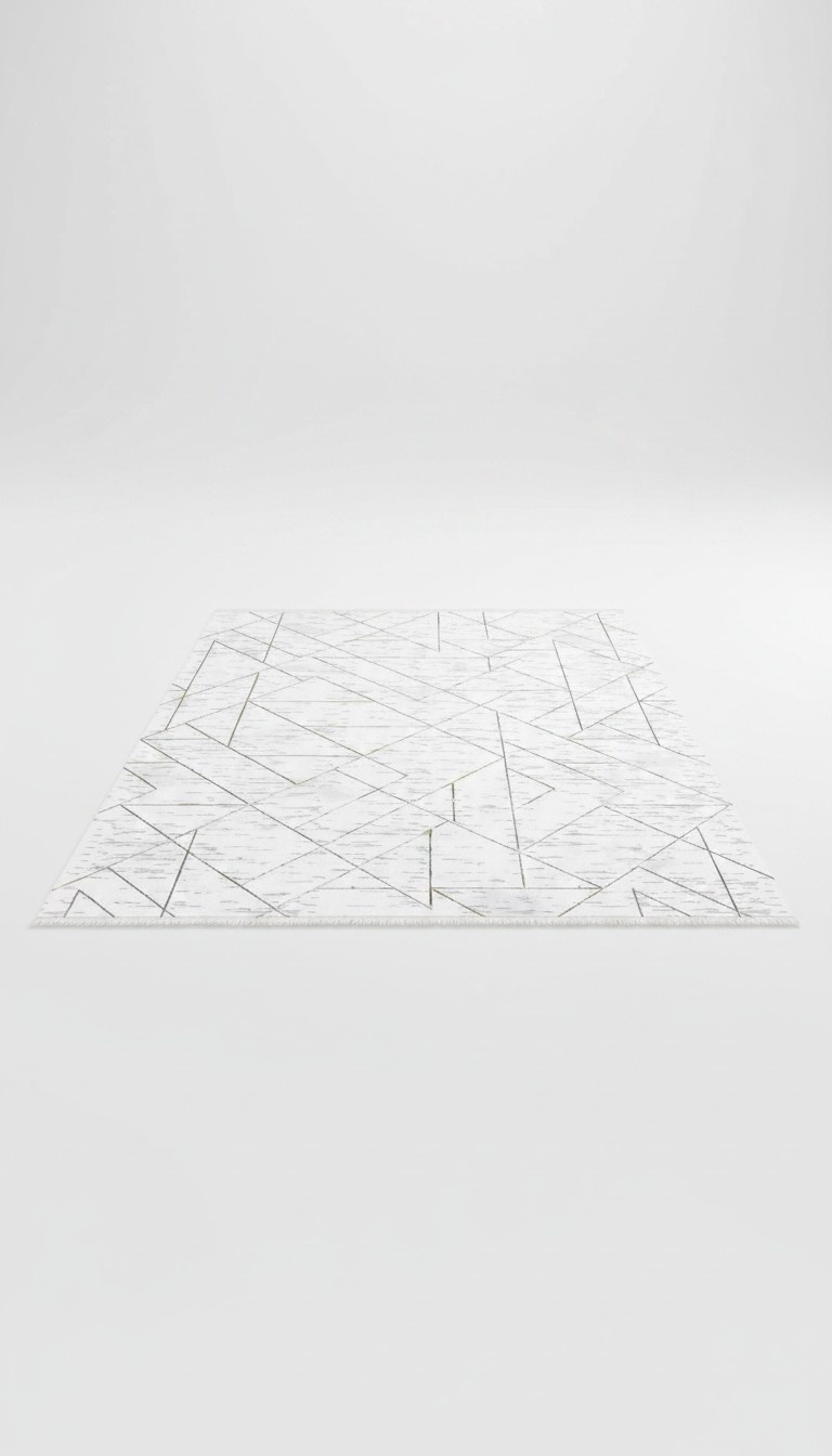 Carpet White Flooring Short Pile Living Room Abstract Geometric 160 x 230