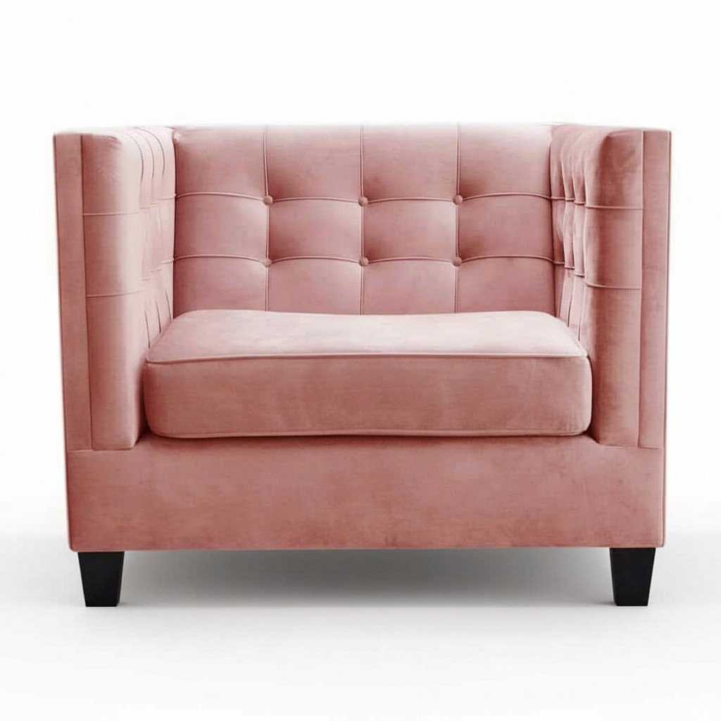 Chair 1x dining room TV lounge textile seat armchair Chesterfield upholstered chair