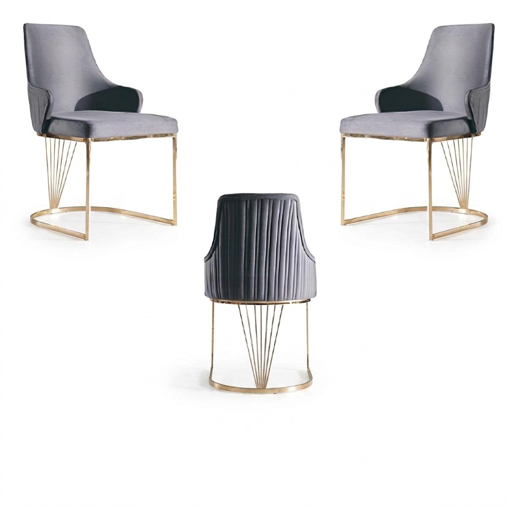 Chair 2x Dining Room Upholstered Chair Metal Lounge Design Furniture