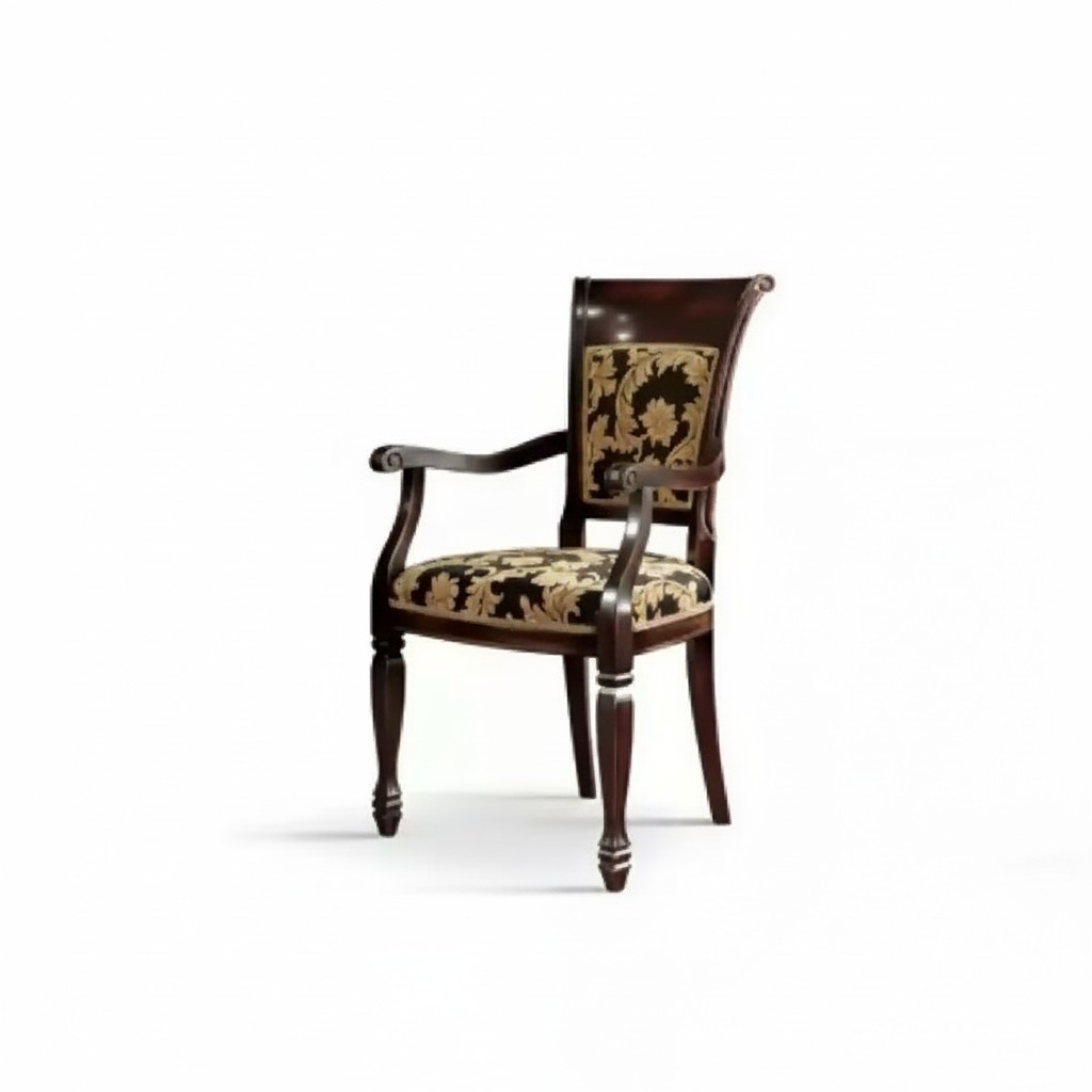 Chair Brown Design Living Room Dining Room Wood Upholstery with Armrest New