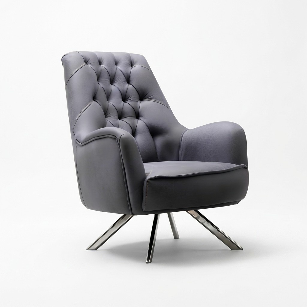 Armchair Design Couch Sofa Relax Textile Upholstery Seater Luxury Gray New