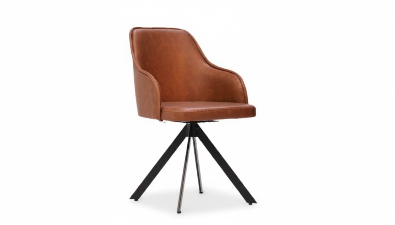 Chair dining chair upholstered metal faux leather swivel with armrests