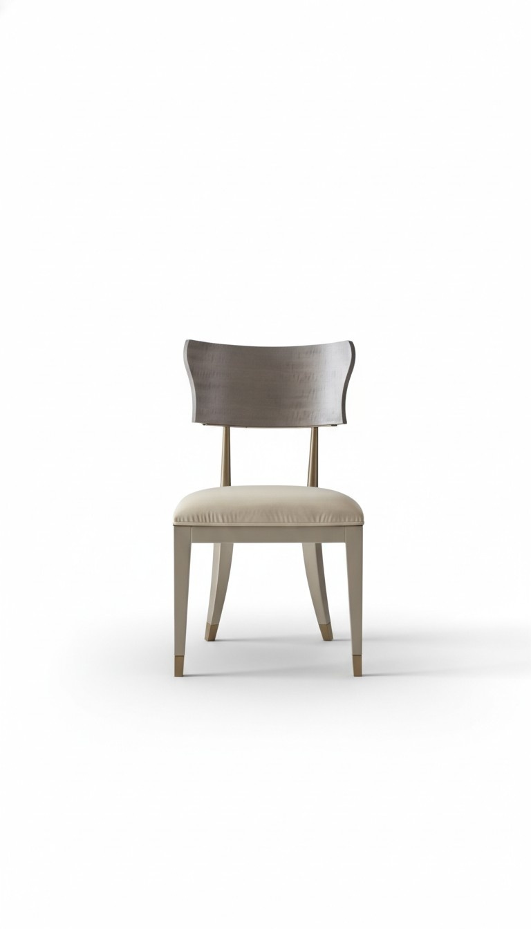 Luxury italian chair stainless steel soft seat & rounded wood backrest