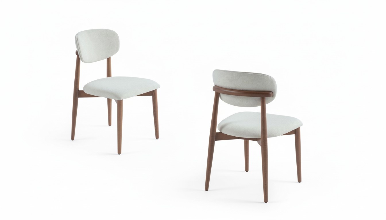 Chair group set 6x chairs upholstered wooden dining chairs textile