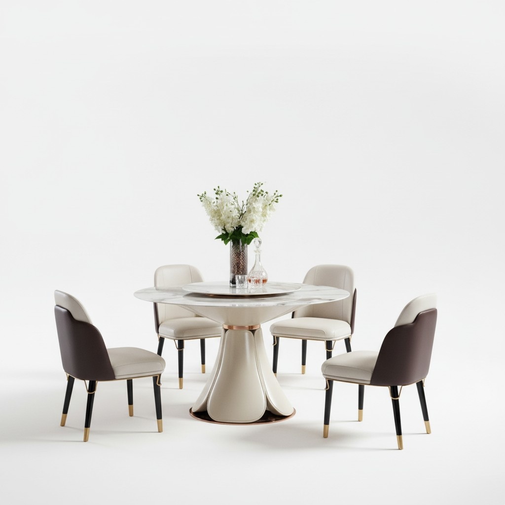 Chair Set 4x Chairs Milk Leather Luxury Dining Room New Creative Design Furniture Chair