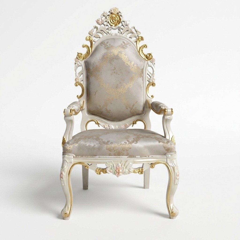 Chair throne armchair set dining room designer wooden antique style baroque rococo furniture
