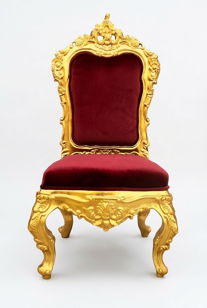 Chair throne armchair set dining room designer antique wood style baroque rococo velvet new