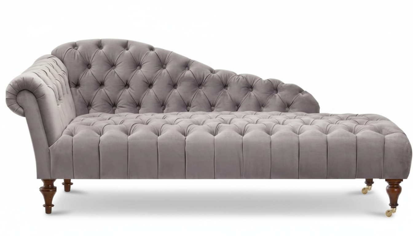 Chaise Longue Classic Furniture Beige Living Room Sofa Fabric Chesterfield Textile