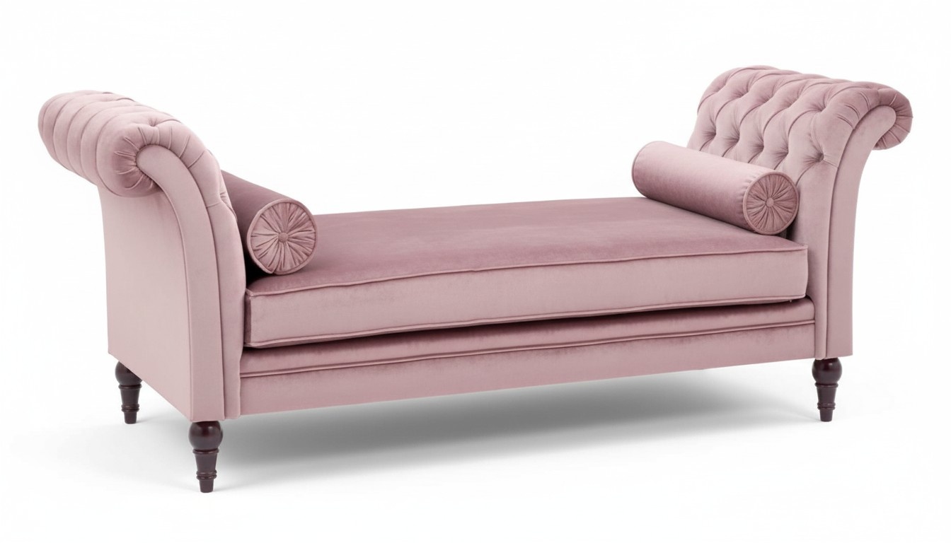 Chaise Longue New Living Room Lounge Furniture Modern Design Sofa Fabric Pink Textile