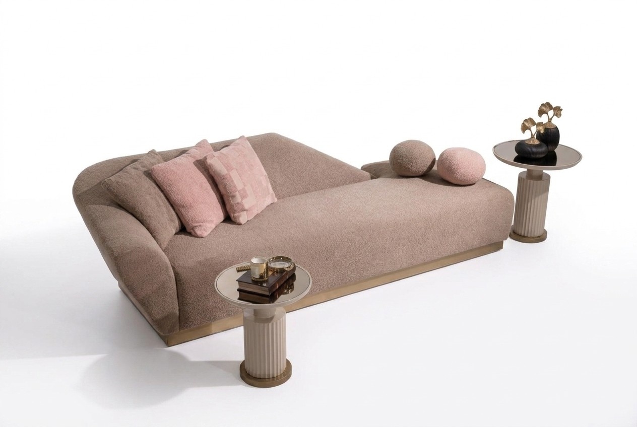 Chaise longue lounger lounger sofa beige modern upholstery fabric