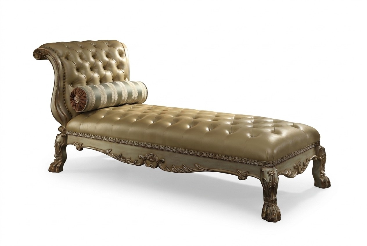 Chaise longues Chesterfield Chaise Leather Sofa Golden Loungers Chesterfield