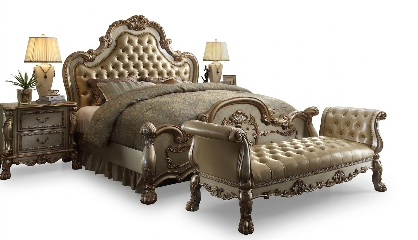 Bed Bench Chaise Lounge Sofa Chaise Leather Baroque Rococo Chesterfield New