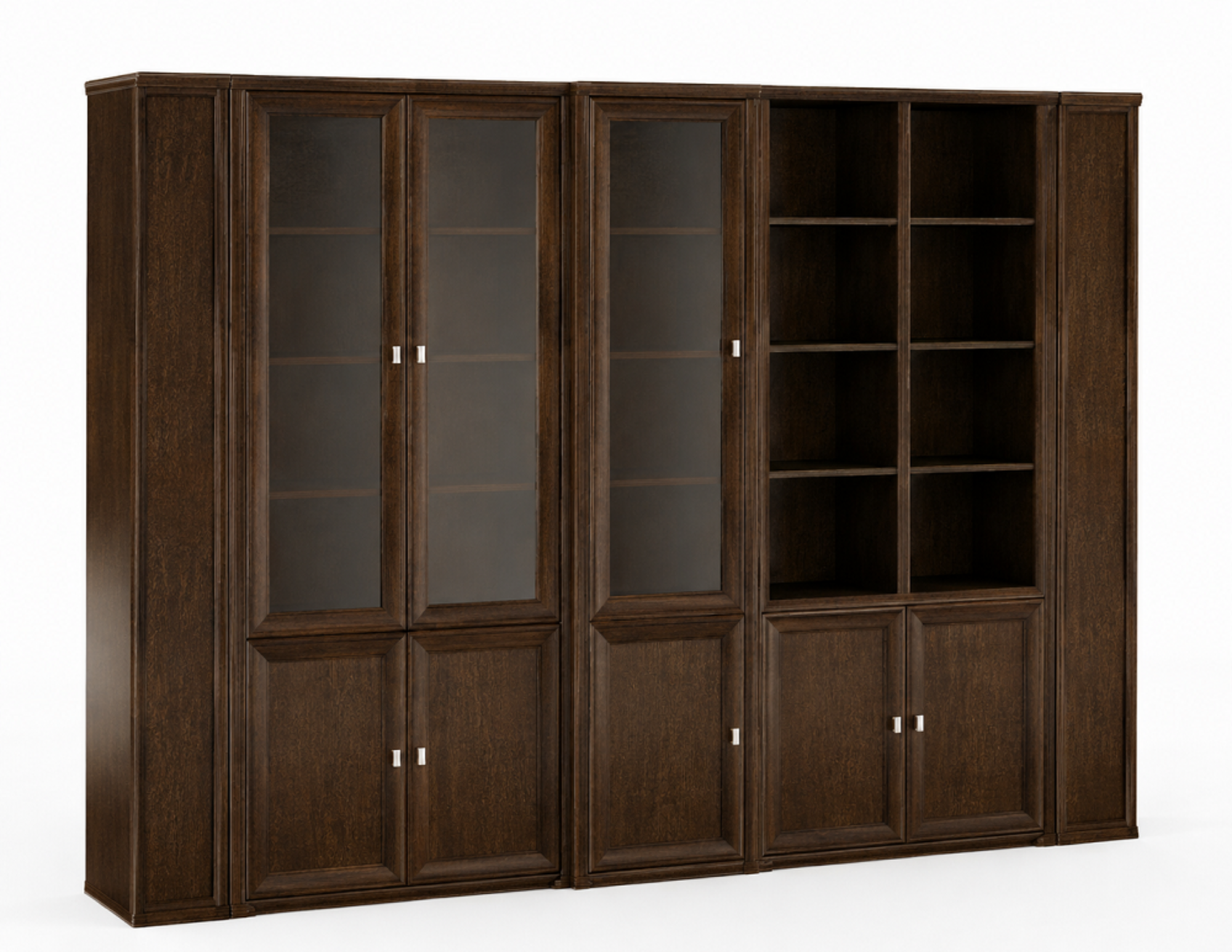 Luxurious brown office cabinet workplace stylish wooden furniture shelves