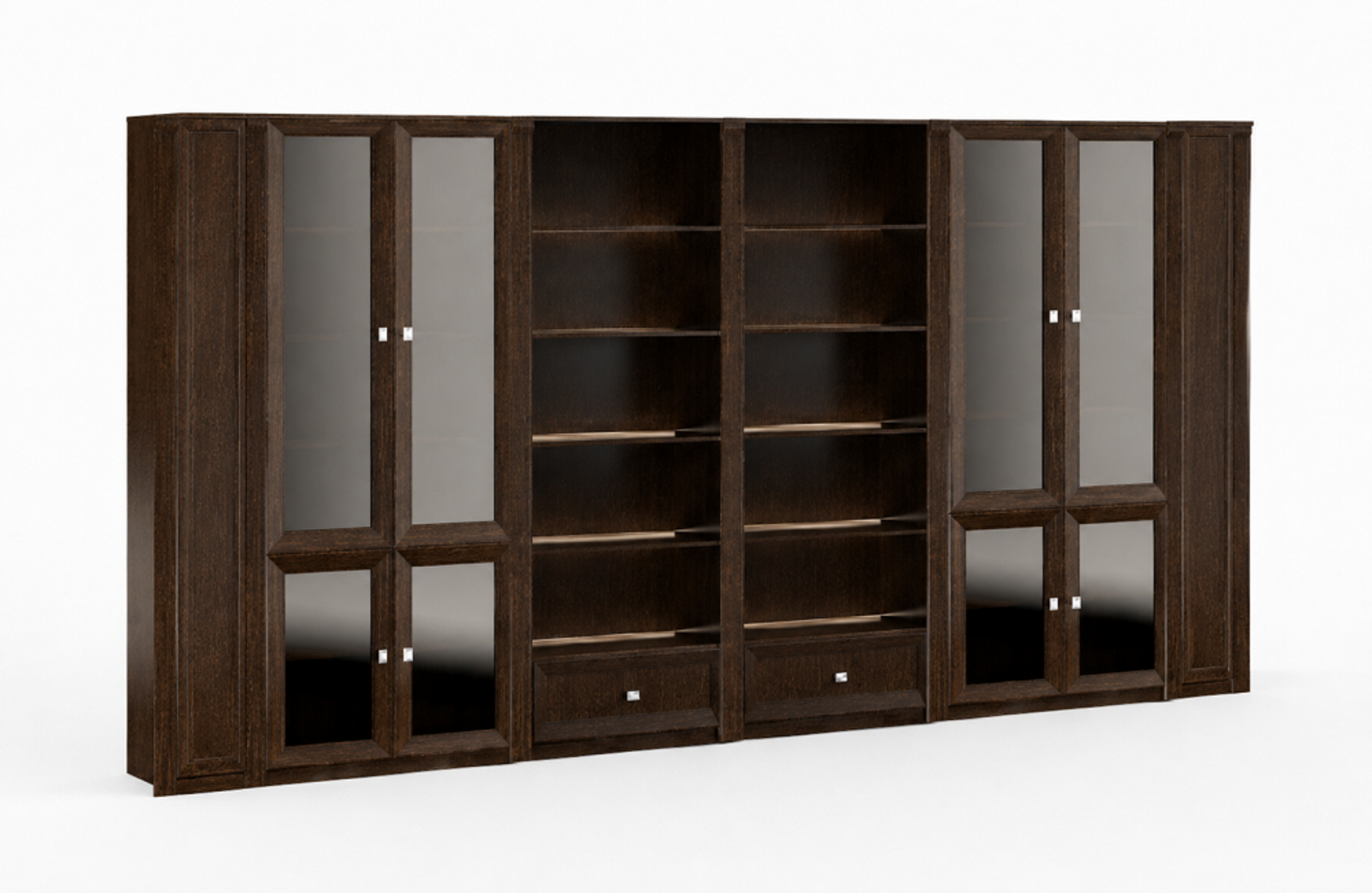 Exclusive brown office cabinet solid wood luxury furniture shelves cabinets
