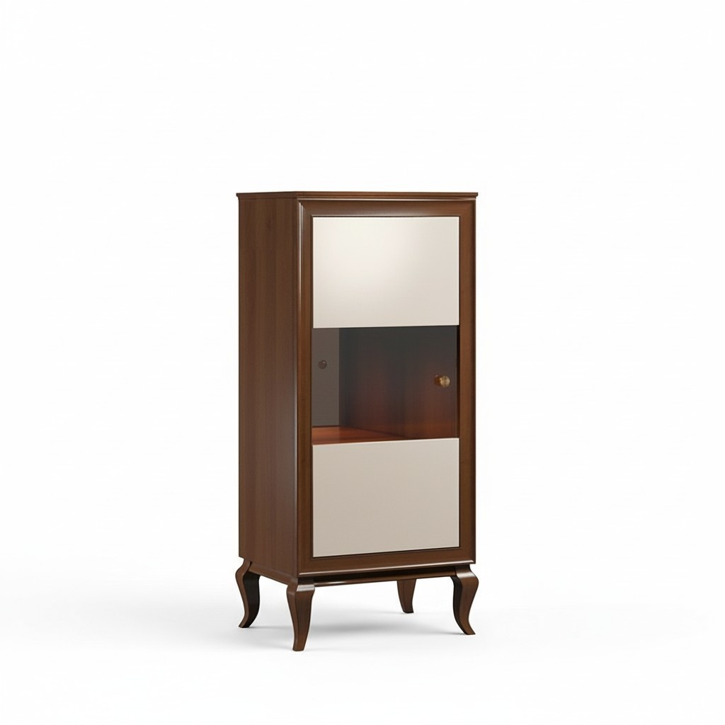 Modern style made of real wooden showcase with a glass swing door