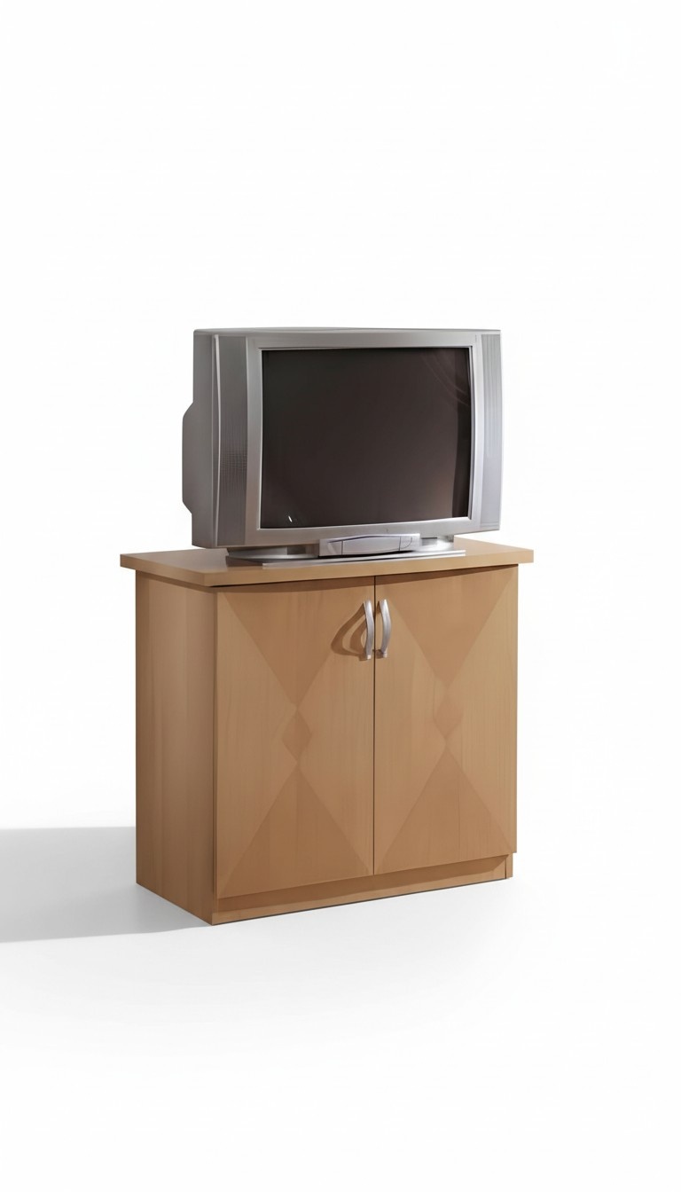 Classic style made of real wooden gloss high TV table with 2-swing doors, italian collection