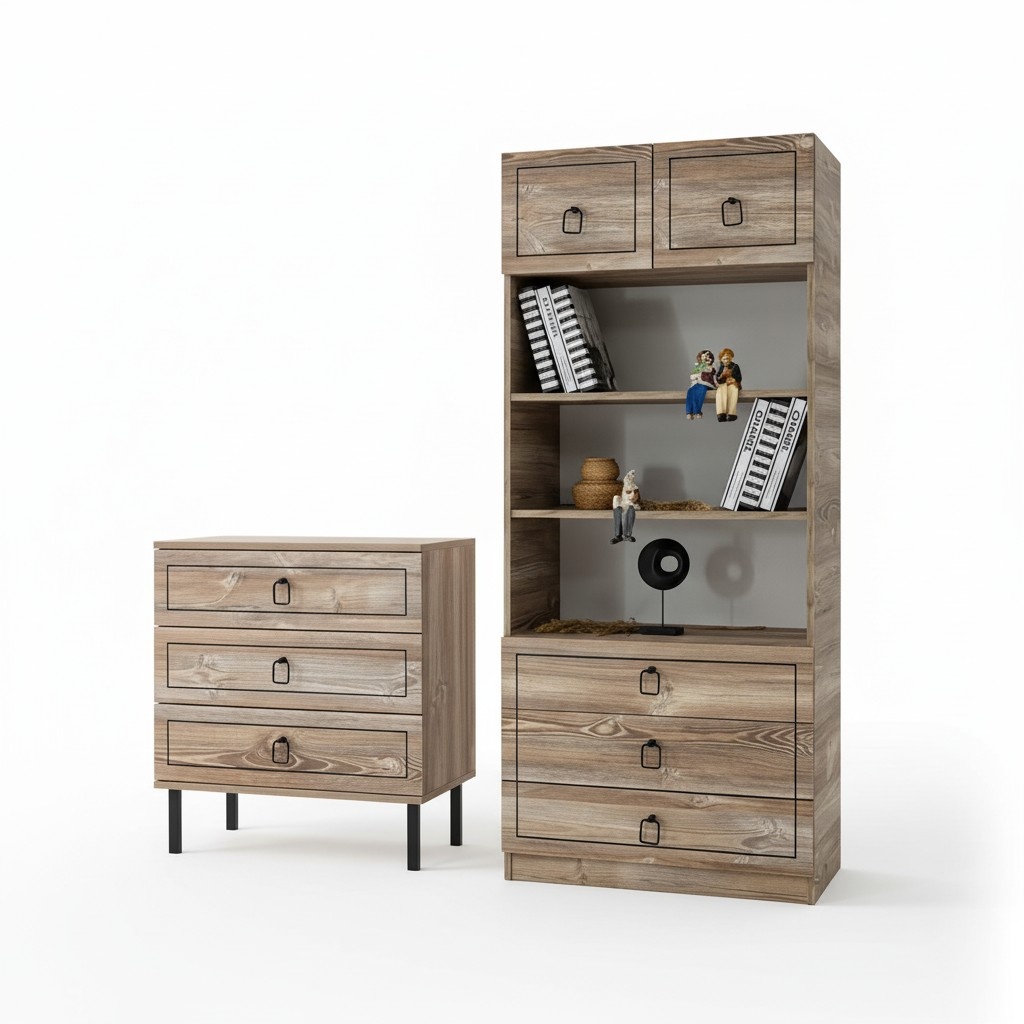 Chest of drawers bookshelf wood drawers black storage decoration modern