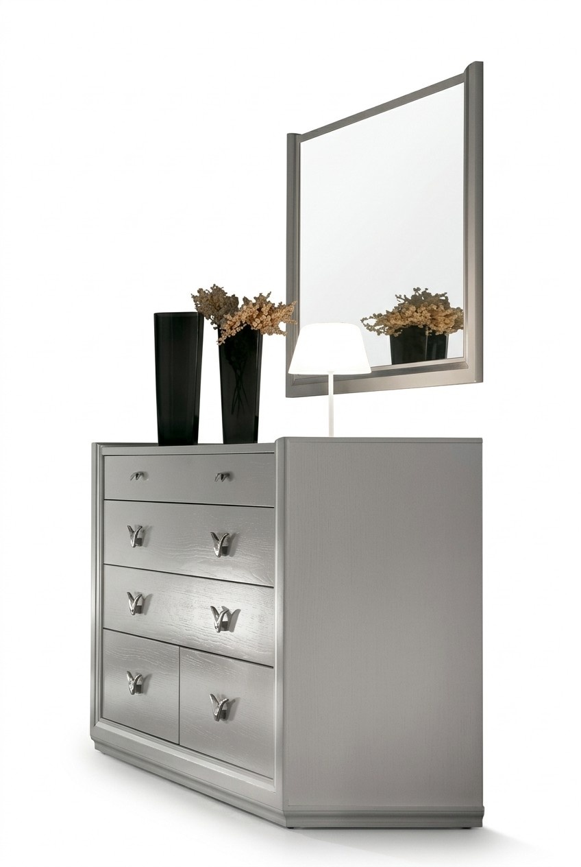 Chest of Drawers Mirror Cabinet Shelf Console Furniture Wooden Cabinet Italy Set 2pcs.