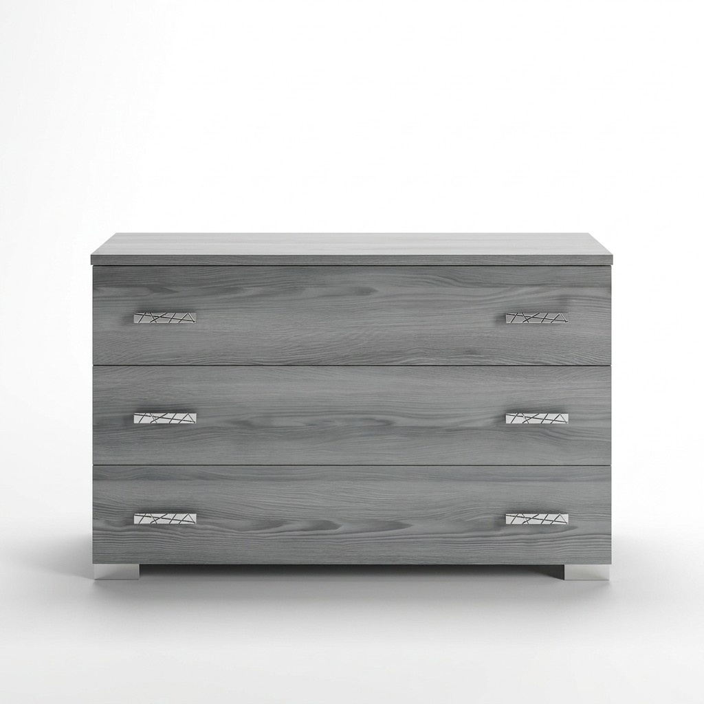 Modern style designer set of chest of 3-sliding drawers & massive mirror made of real wooden frame