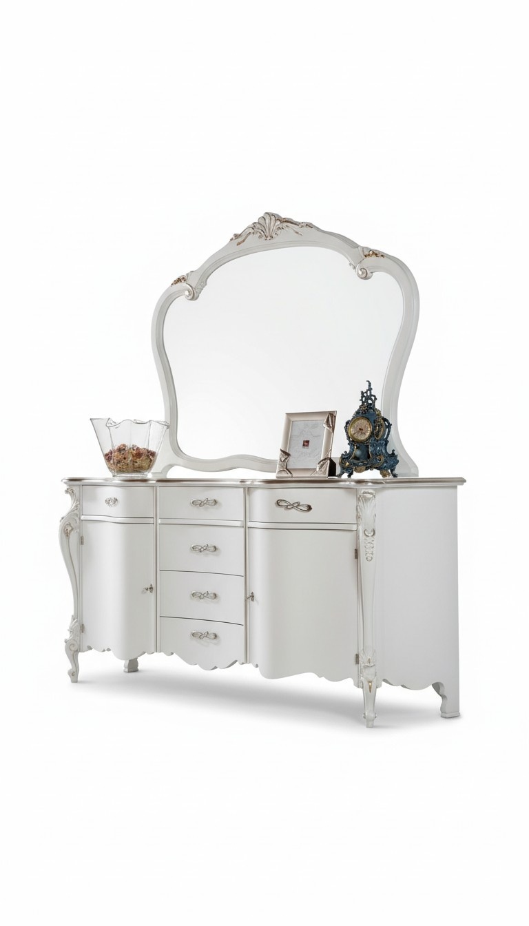 Chest of Drawers Mirror Luxury Shelves Furniture Group New Set 2pcs