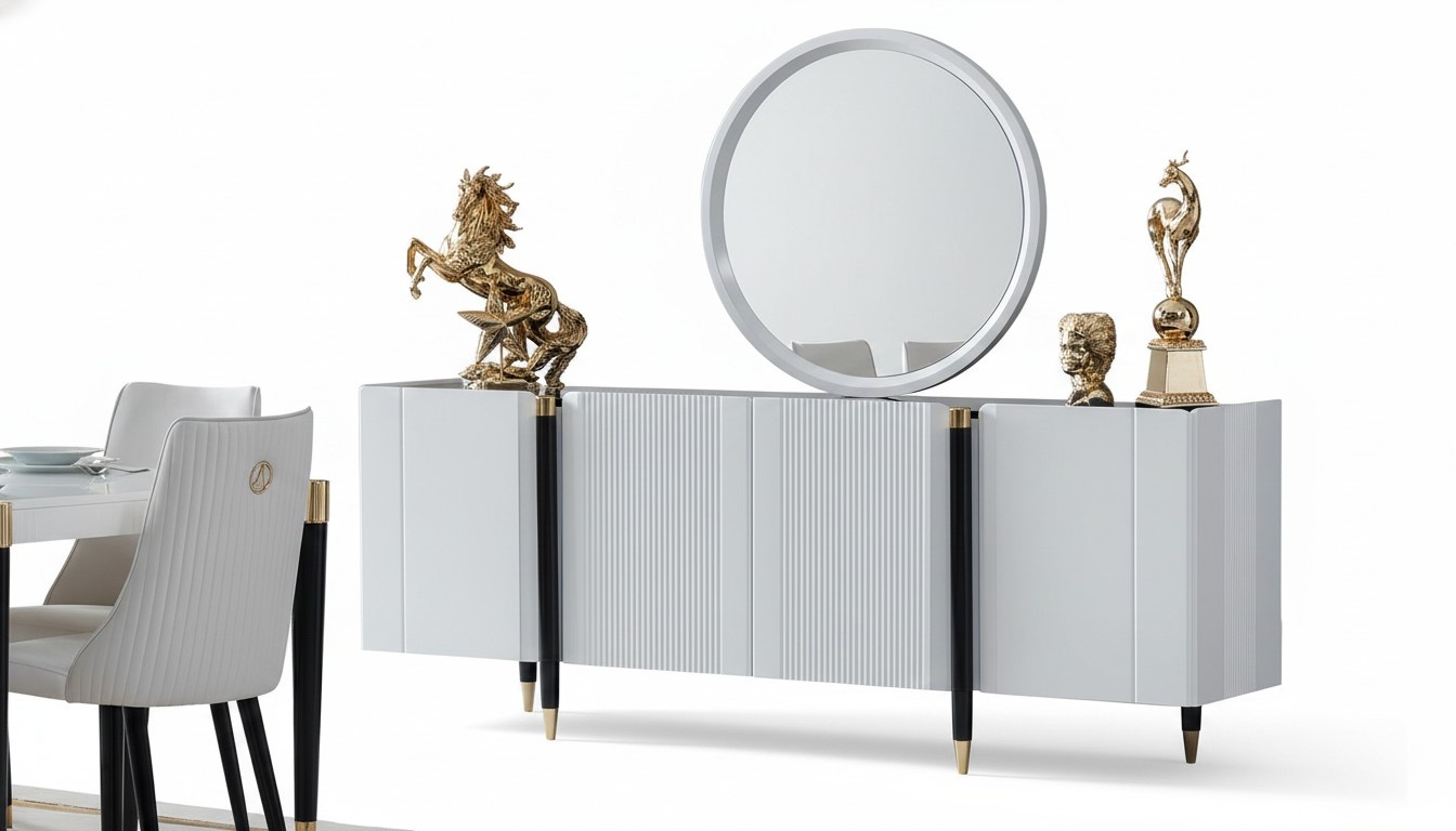 Chest of drawers mirror chests of drawers console furniture Italian style set 2pcs